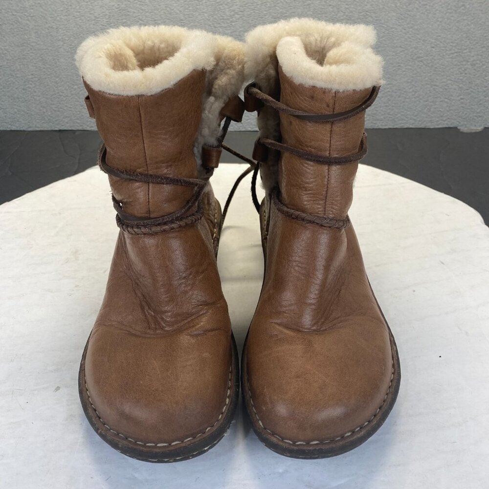 UGG Chestnut Brown Leather Shearling Lined Ankle Boots